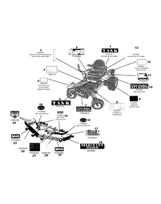 Decal Map Diagram and Parts List for M48-KH 53AH8CT2050-25HP Cub Cadet Lawn Tractor